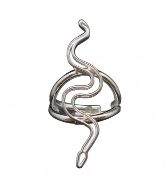 R002096 Genuine Long Sterling Silver Ring Snake Solid Hallmarked 925 Adjustable Size